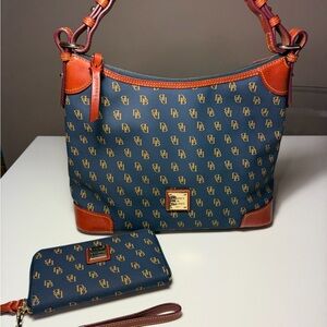 Dooney & Bourke Navy and Red Shoulder Bag Set